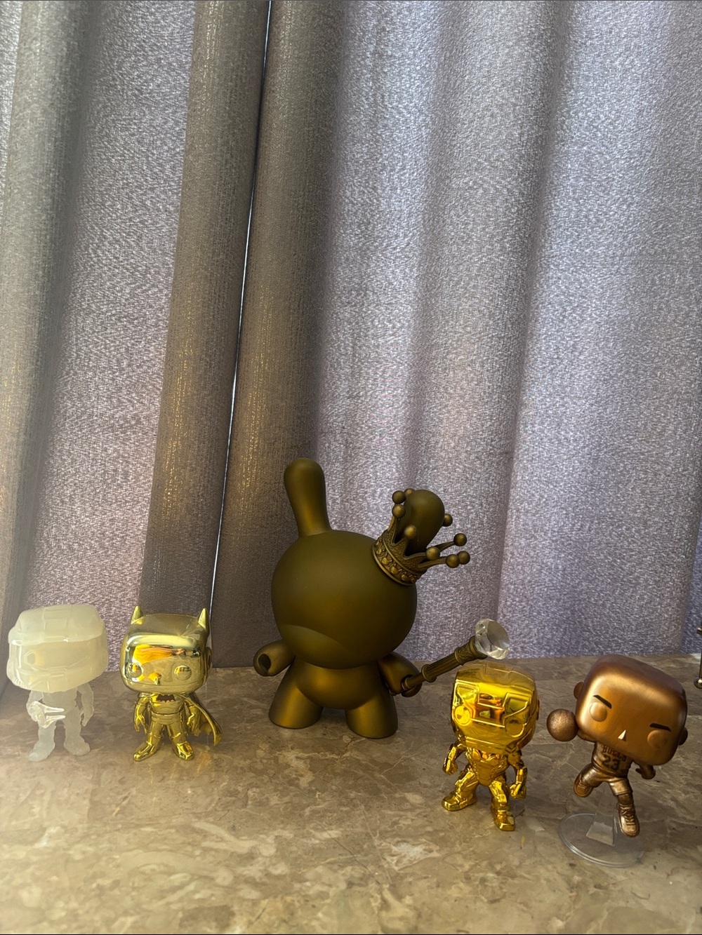 5 Bundle Matte  Black Crown Bunny Design Vinyl Figure with Metallic Gold Accent